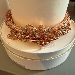 Rose Gold Snake-Accent Multi-Chain Bracelet